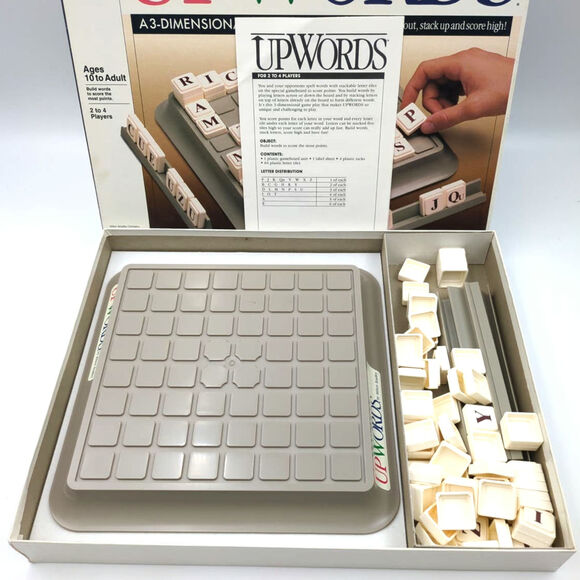 Upwords Board Game Milton Bradley Vintage COLLECTIBLE 1988 Complete 8x8 grid - Picture 4 of 4